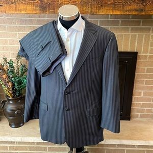 Hickey Freeman Charcoal Pinstripe Suit